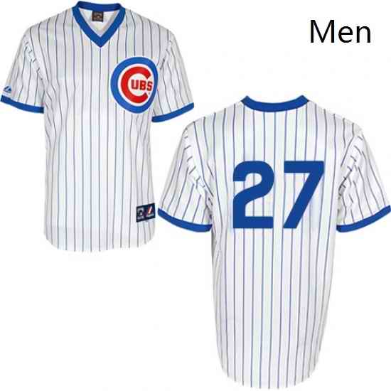 Mens Majestic Chicago Cubs 27 Addison Russell Replica White 1988 Turn Back The Clock Cool Base MLB Jersey